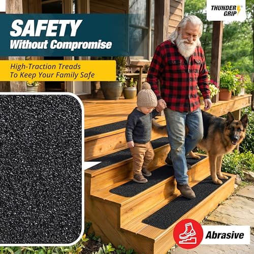 Outdoor Stair Treads Non-Slip 30" x 6" 15-Pack Waterproof 80-Grit Grip Tape - Image 2