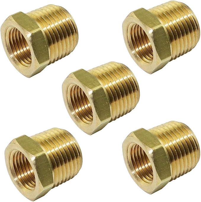 1" NPT Male x 3/4" NPT Female Reducer Bushing Adapter Brass Hex Reducing Pipe by TLTOOLEGIN