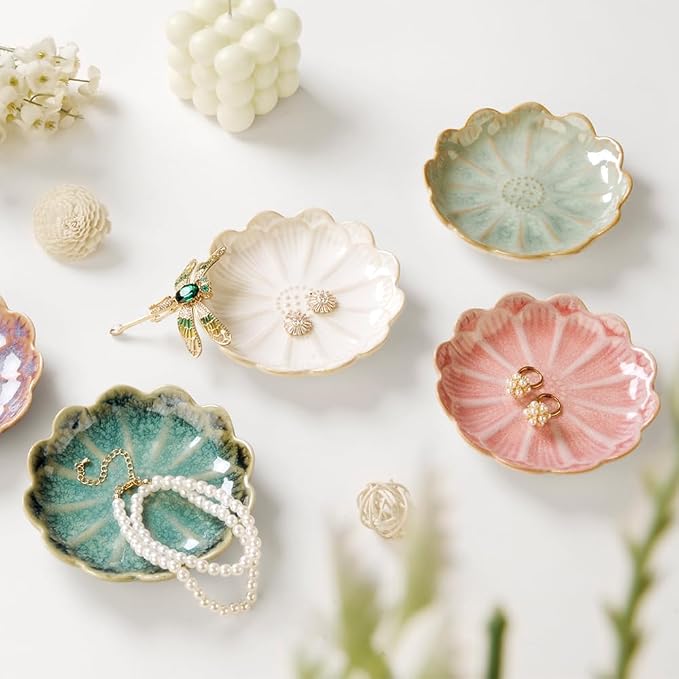 Lotus Ring Holder Dish Small Indoor Ash Tray, Ceramic Dessert Plate Trinket - Image 4