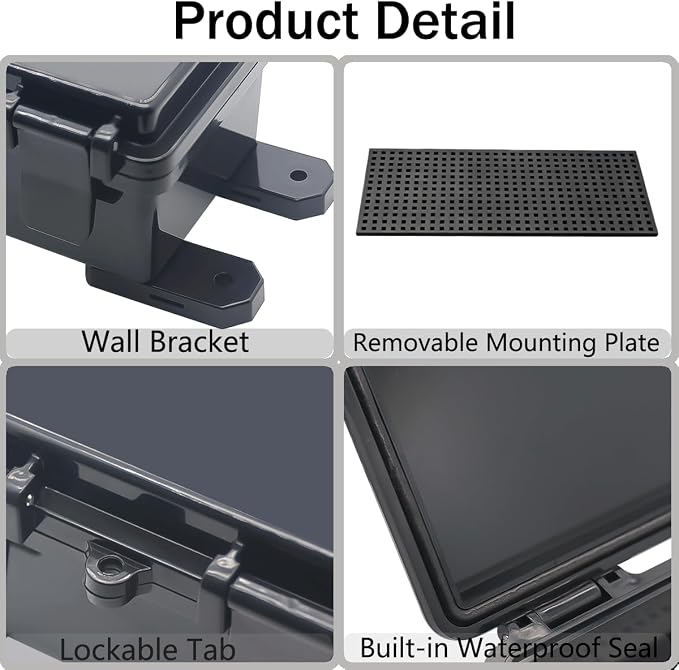 Junction Box, Hinged Black Cover IP67 Waterproof ABS Project Box - Image 4