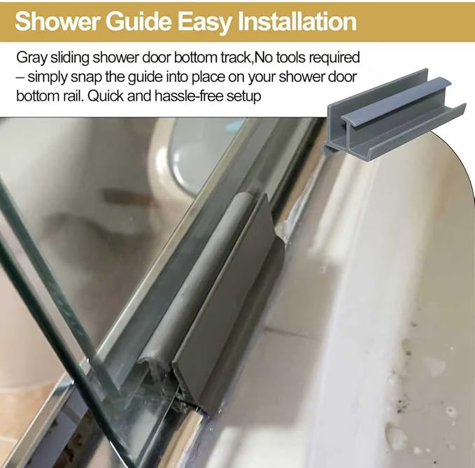 Gray Sliding Shower Door Bottom Guide - Image 4