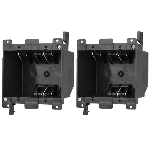 Black 2-Gang Old Work Outlet Box, 25 Cubic Inch. Capacity – 4-1/3" Length x by YQMIGU