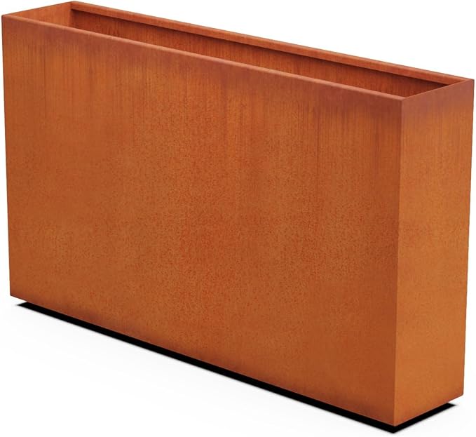 Large Rectangular Planters for Outdoor Plants | 60x12x36 Inch Corten Steel by Plantercraft