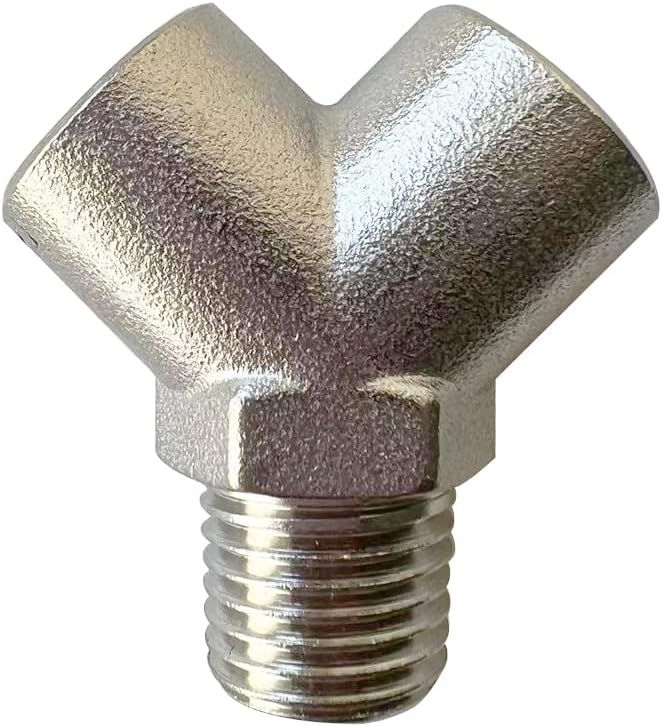Nickel Plated Brass Pipe Fitting Wye Tee Y Shape 3 ways Connector, 1/4" NPT by Pysrych