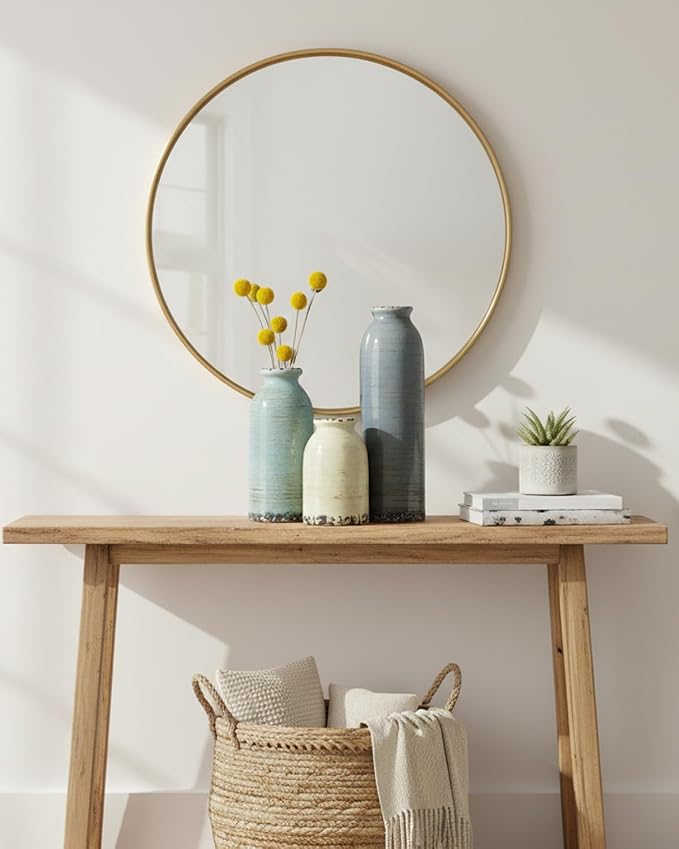 Modern Pottery Vase Set of 3, Neutral Ceramic Bottle Vases - Image 6