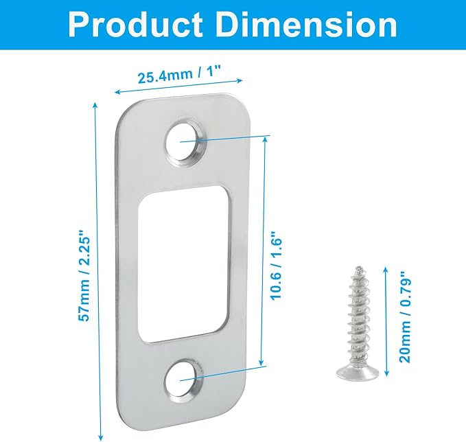 2Pcs Brushed Nickel Deadbolt Strike Plate | 1" x 2 1/4", Round Corner, Door - Image 5