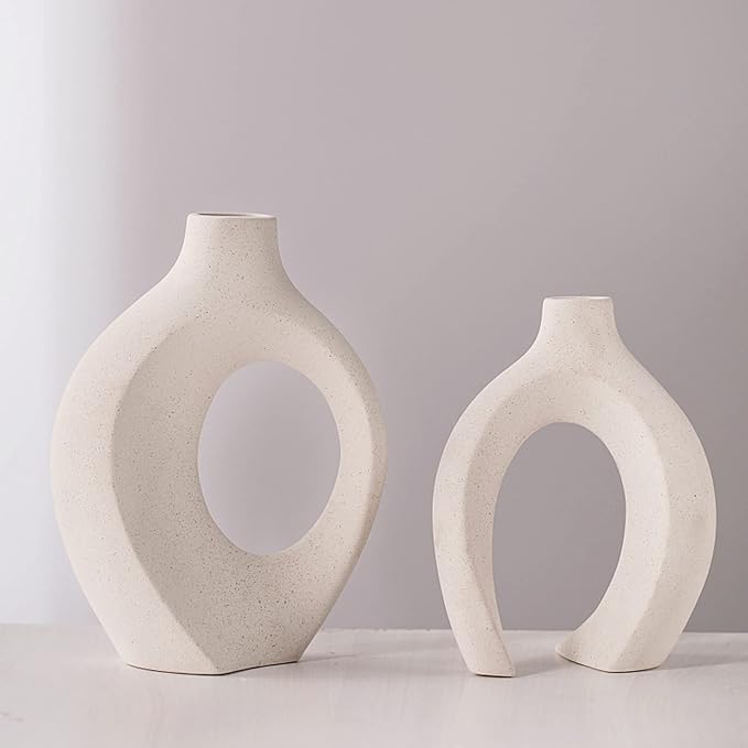 Hollow Ceramic Vase Set of 2, Modern Nordic Minimalist Book Style Boho - Image 7
