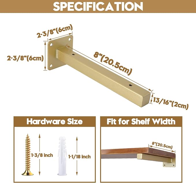 AddGrace Industrial Black Shelf Brackets 8 Inch L Brackets - Image 4
