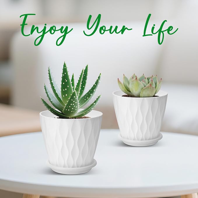 YNNICO 4 inch Plant Pots, 5 Pack Flower Pots Outdoor Indoor, Planters - Image 5