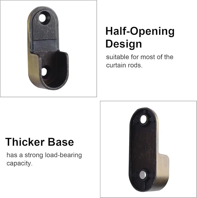 INCREWAY 6PCS Oval Closet Rod Supports, Bronze Colour Wardrobe Bracket Zinc - Image 4