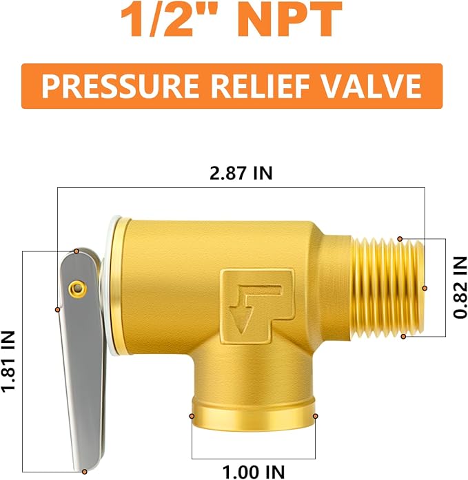 GASHER 1PCS Brass Temperature Pressure Relief Valve - Image 2