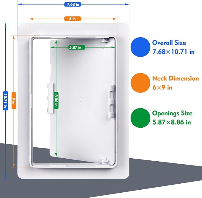 6"x9" Plastic Access Panel, Drywall Ceiling Access Door White - Image 2