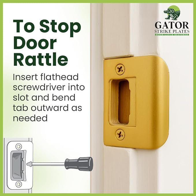 Gator Door Strike Plate 2-1/4" Latch Restorer, Bright Brass, No Chiseling - Image 3