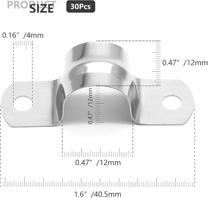 Bonsicoky M12 1/2" Rigid Pipe Strap, Stainless Steel, Pipe Clamp, 0.47" Width - Image 2