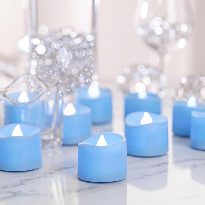 Homemory 24-Pack Light Blue Flameless Battery Tea Light Candles, 200+ Hours | by Homemory
