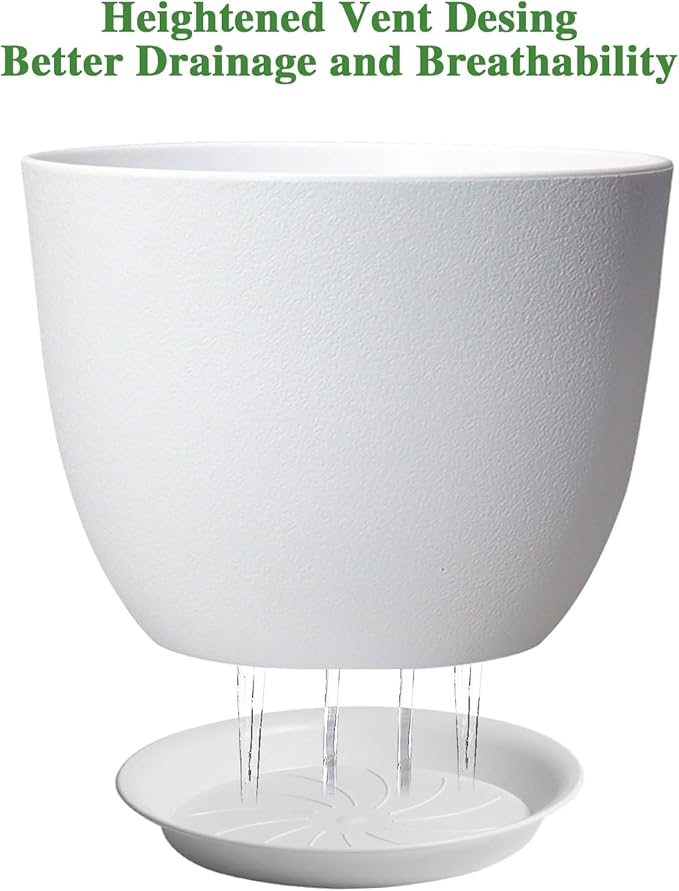 UOUZ 12inch Large Plant Pot, Modern Plastic Planter - Image 3