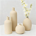 Beige Ceramic Vase Set of 4, Modern Neutral Colors Home Decor, Rustic Farmhouse by JXINDUJU