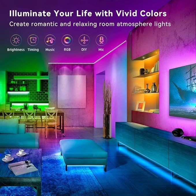 Lcutml 100FT Smart LED Strip Lights, RGB Strip Lights Sync to Music - Image 4
