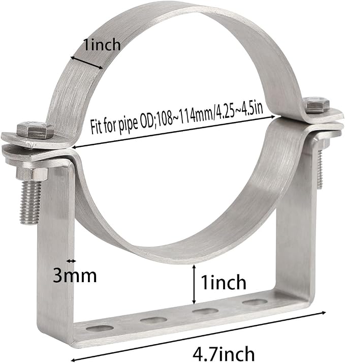 304 Stainless Steel 4-1/4 Inch Rigid Split Ring Hanger, B Vent Wall Strap - Image 3