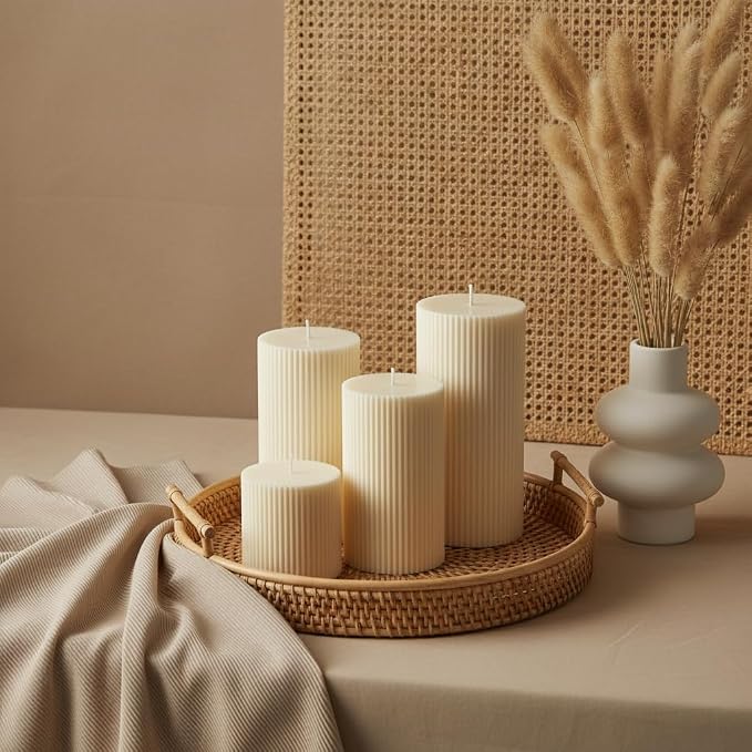 Pillar Candles Set of 4, Large Soy Wax Scented Pillar Candles | Aesthetic - Image 5