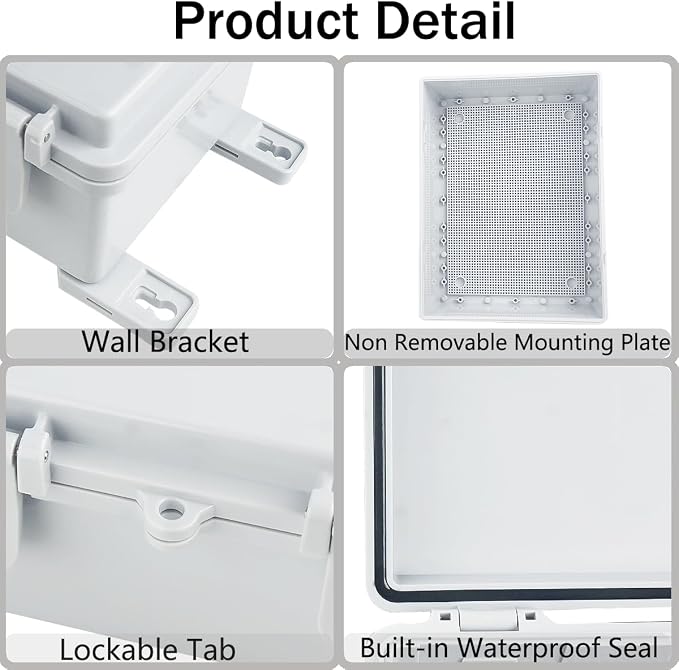 Junction Box, Hinged Grey Cover IP67 Waterproof ABS Project Box - Image 4