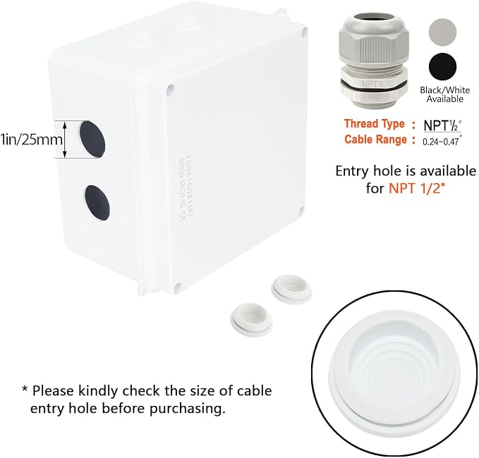 LeMotech Junction Box, ABS Plastic IP65 Waterproof and Dustproof, Universal - Image 5