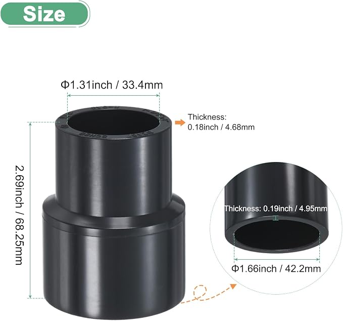 M METERXITY 1-Pack UPVC Reducer Pipe Fitting, 1-1/4"x1" Reducing Coupling - Image 3