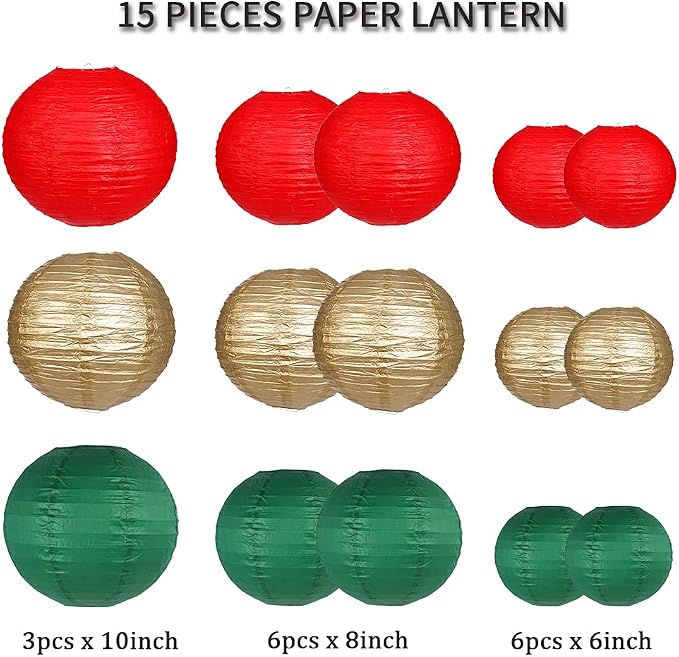Paper Lanterns Decorative, Round Hanging Paper Lanterns Decorations - Image 2