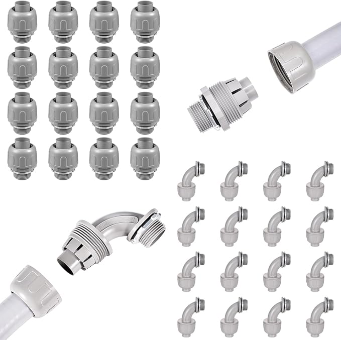 32 Pack Kit 3/4" NPT Liquid Tight Connector Conduit Fitting UL PVC | UV by Aandxmok