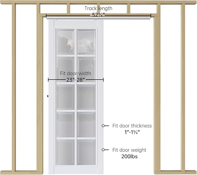 4.6FT/55in Sliding Pocket Door Hardware Kit, Commercial Grade, Aluminum Box - Image 3