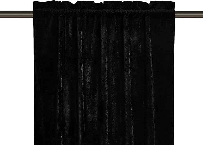 Chezmoi Collection Lux Black Crushed Velvet Curtains 2 Panel Set - Image 9