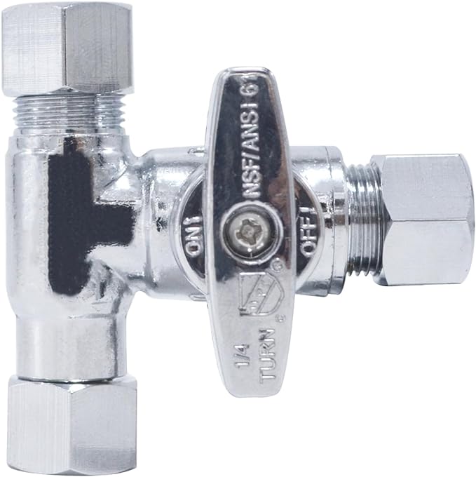 TTFLEX 3/8" x 3/8" x 3/8" Compression Tee Valve, Shut Off Valve, 1/4 Turn | T by TTFLEX