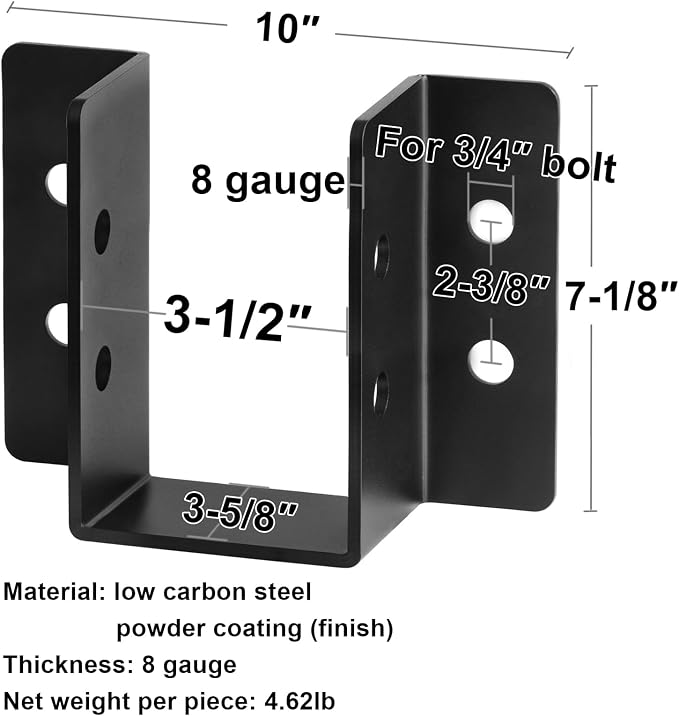 2 PCS 4x8 Face Mount Joist Hanger, Heavy Duty Wall Bracket | 8 Gauge - Image 2