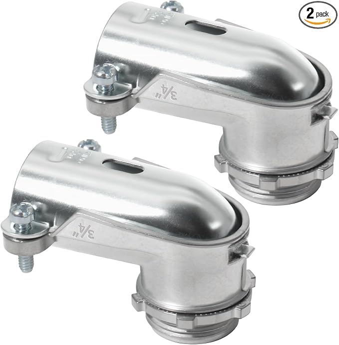2-Pack 3/4" Flexible Metal Conduit Elbow, 90 Degree Squeeze Connectors | by AIRTAK