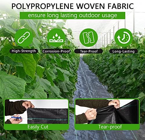 6ft x 300ft Weed Barrier Landscape Fabric, 3.5oz Heavy Duty Woven Ground Cover - Image 3
