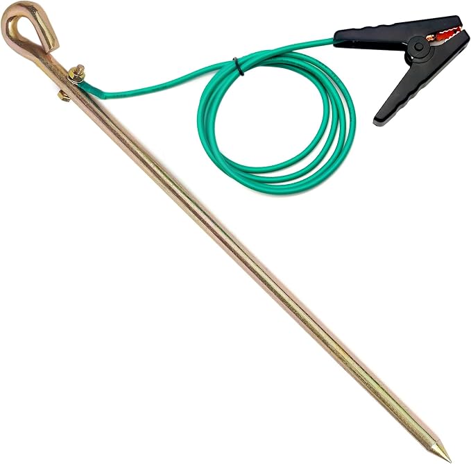 Portable Ground Rod with 5.1ft 12AWG UL Listed Grounding Wire with Crocodile by minidodoca