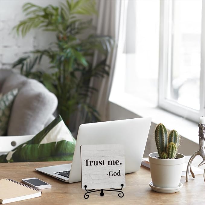 Inspirational Office Desk Decor, Trust Me God Sign, Desk Decorations - Image 5