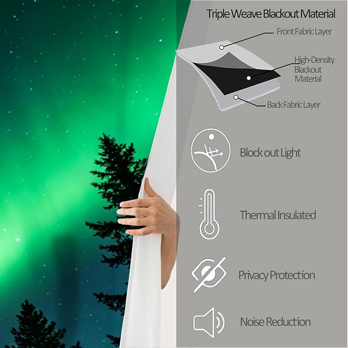 Forest Aurora Curtains, Coniferous Forest Silhouette Blackout Curtains 96 - Image 6