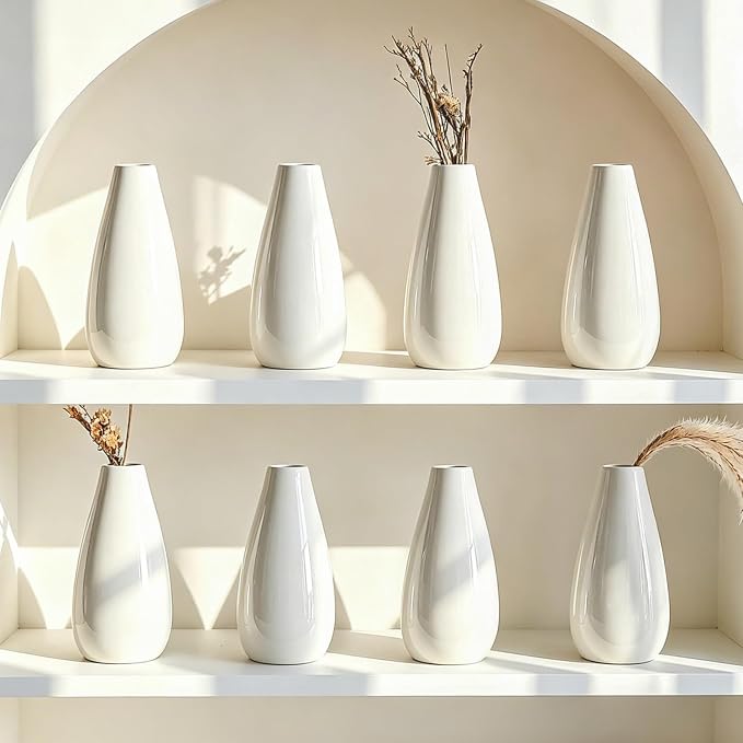 Modern White Ceramic Vase Set of 16 - Image 4