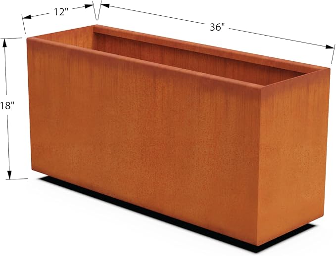 Large Rectangular Planters for Outdoor Plants 36x12x18 Corten Steel Planter | - Image 5