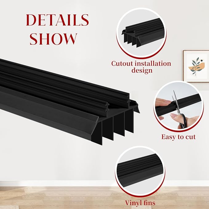 2 Pcs 36 Inch Black Vinyl Replacement Door Bottom | 1-3/4 Inch Wide Replacement - Image 3