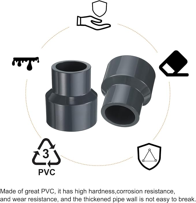 HARFINGTON PVC Reducing Coupling 2 x 1-1/4" Increaser/Reducer Coupling Pipe - Image 6