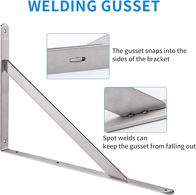 YUMORE 20 Inch Shelf Bracket, Heavy Duty L Bracket, 2 Pack - Image 4