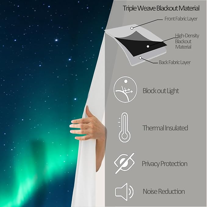 Aurora Forest Curtains for Bedroom Living Room, Deep Blue Night Sky Home Decor - Image 6