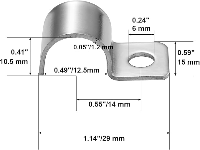 Conduit Pipe Clamps, 304 Ss Pipe Mounting Brackets, Metal One-Hole P-type Clips - Image 3