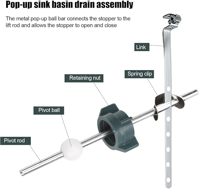 2pcs Sink Drain Parts, Lavatory Pop Up Center Piece Assembly - Image 4