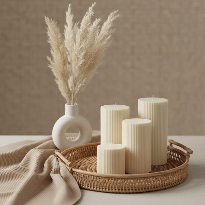Pillar Candles Set of 4, Large Soy Wax Scented Pillar Candles | Aesthetic - Image 6