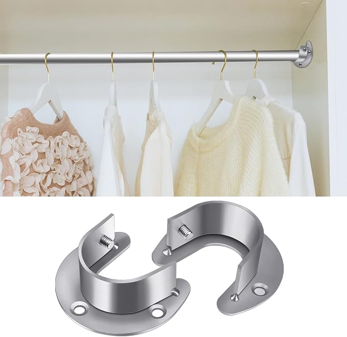 4 Packs Stainless Steel Wardrobe Bracket U-Shaped Rod Socket Flange | 1-1/4 - Image 7