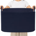 96L Woven Laundry Basket with Handles, Extra Blanket Basket, Living Room by HZFTJOY