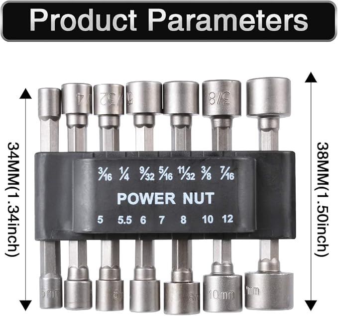 1/4" 3/16 9/32 inch Hex Power Nut Driver Drill Bit Set Socket Bit Adapter - Image 6
